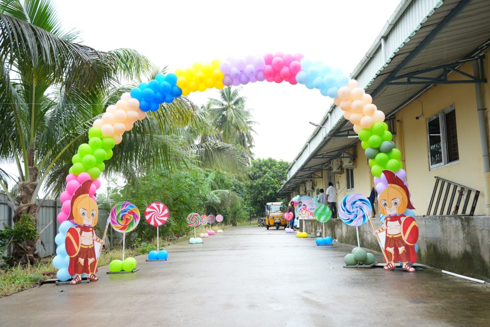 Satya Function Hall entrance with decorations